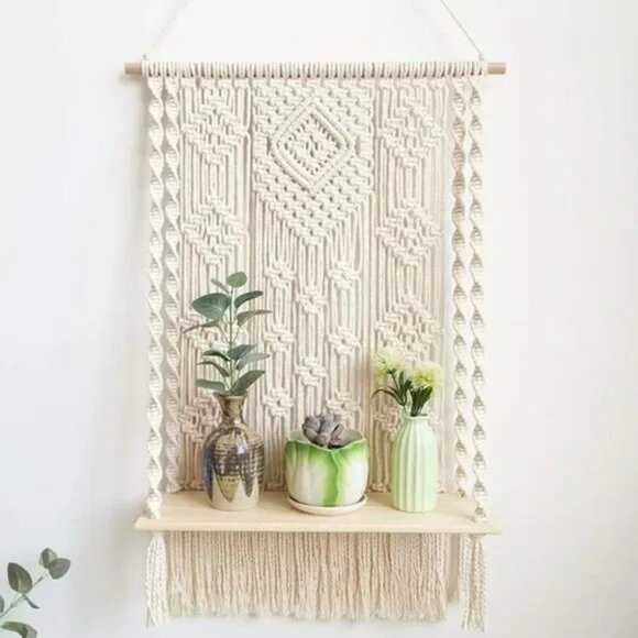 HANDMADE Macrame Wall Hanging Shelf - Picture 1 of 6